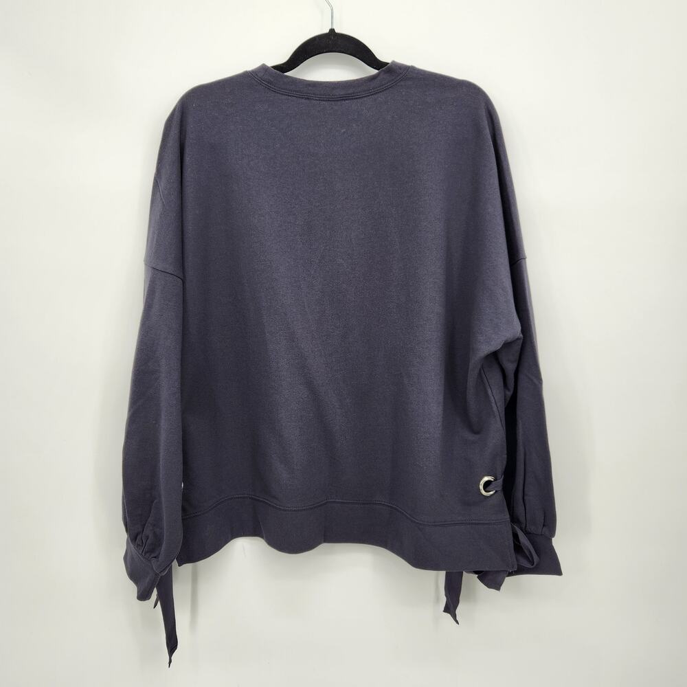 She+Sky Dark Navy Grommet Laced Tie Oversized Sweatshirt Women's L